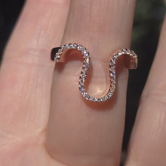 Topaz Sterling & Rosegold Horshoe Ring To Catch Luck Sz7 - Picture 3 of 10